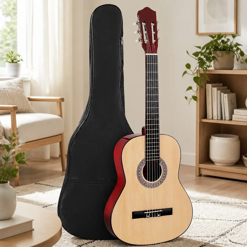 Classical Guitar 39 Inch Wooden Body Nylon String Beginner Starter Pack with Bag
