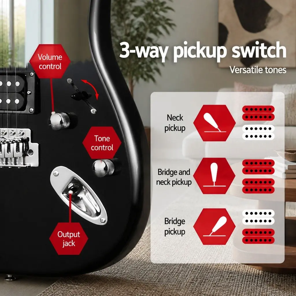 41 Inch Electric Guitar Solid Body Humbucker Pickups 3-Way Switch