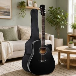 Elevate Your Sound with 41 Inch Black Acoustic Guitar