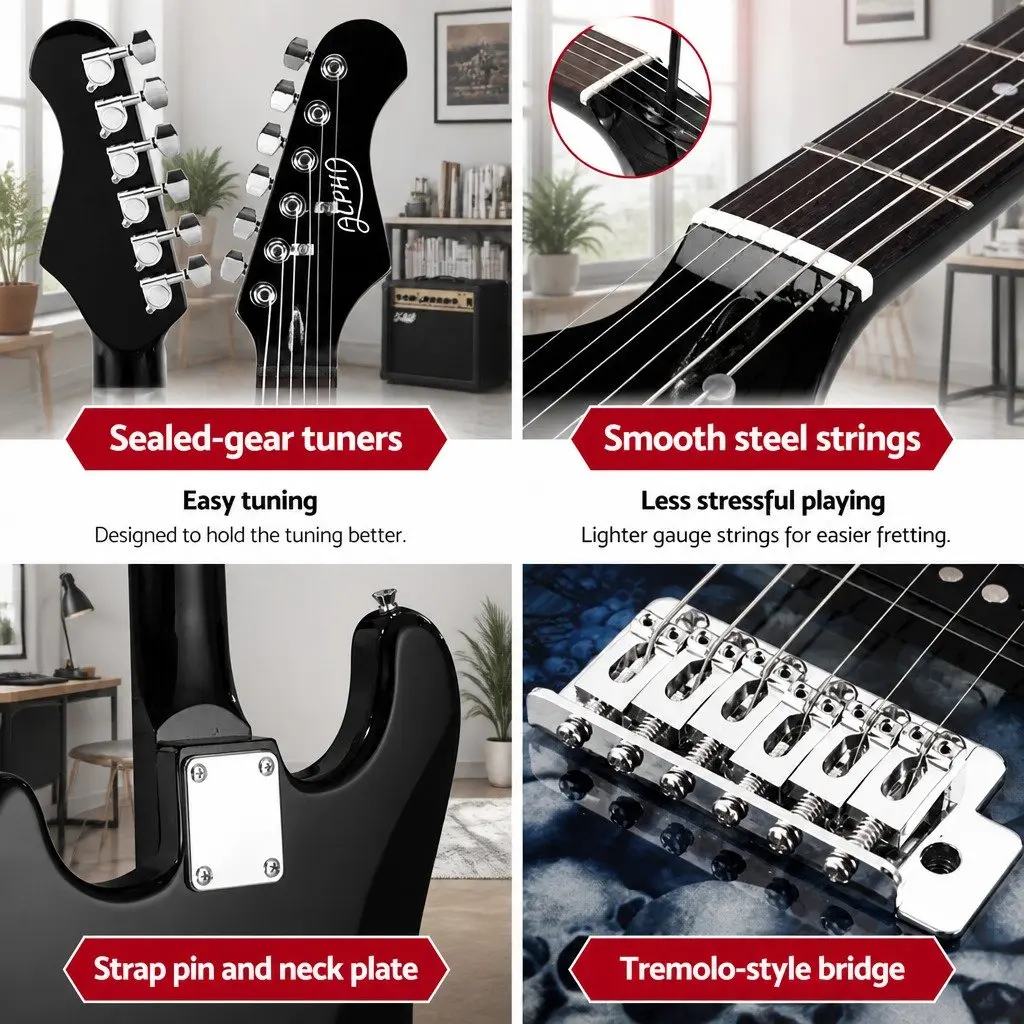 Electric Guitar 20W Amplifier Combo Set Blue Beginner Music Instrument Kit