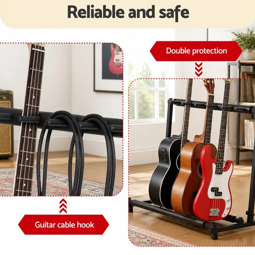5 Guitar Folding Stand Rack Holder Display Storage Studio Stage Acoustic