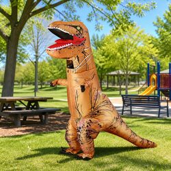 Inflatable Dinosaur T-Rex Costume Adult Brown Blow Up Suit Party Halloween