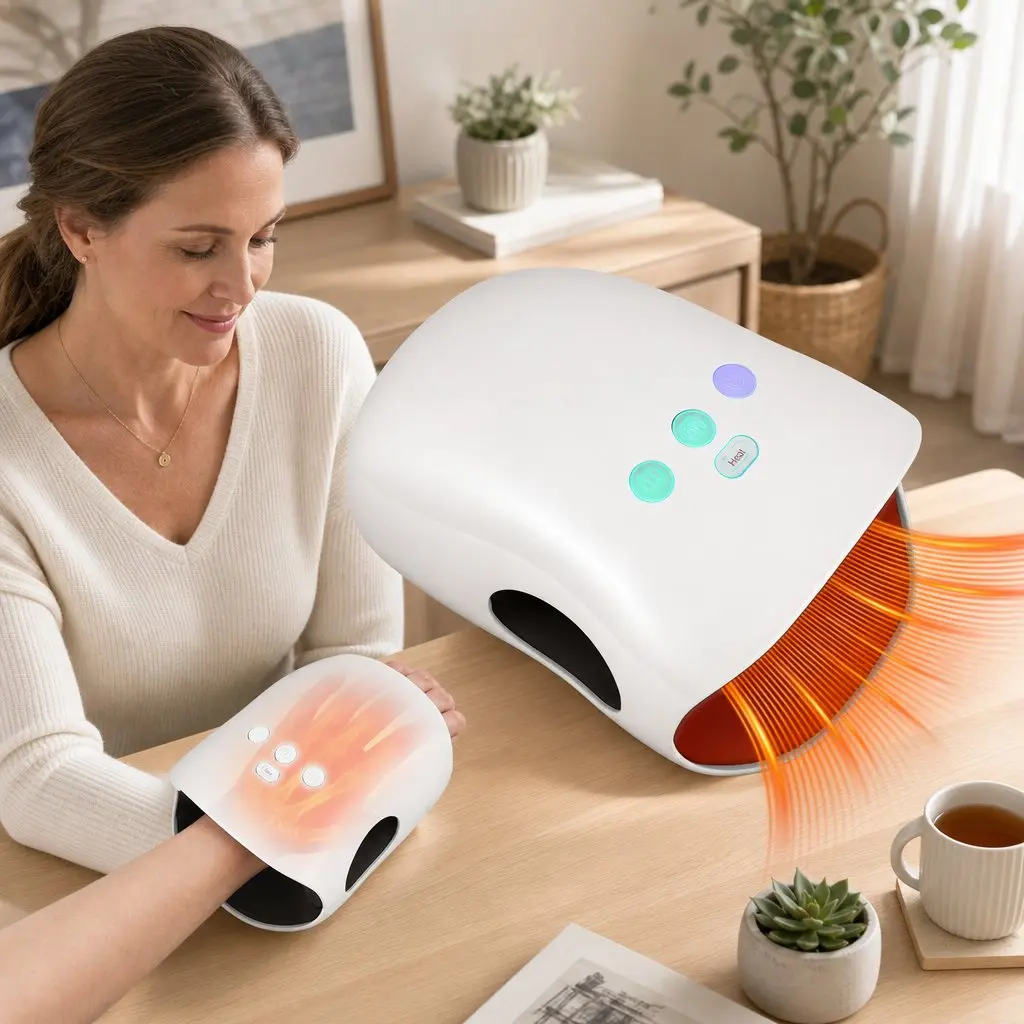 Hand Massager Cordless 3 Modes 3 Intensity Levels Adjustable Heat Full Coverage Compression Therapy