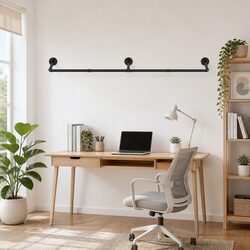 Wall-Mounted Clothes Rack Airer Floating Shelf Metal Black Storage Organizer