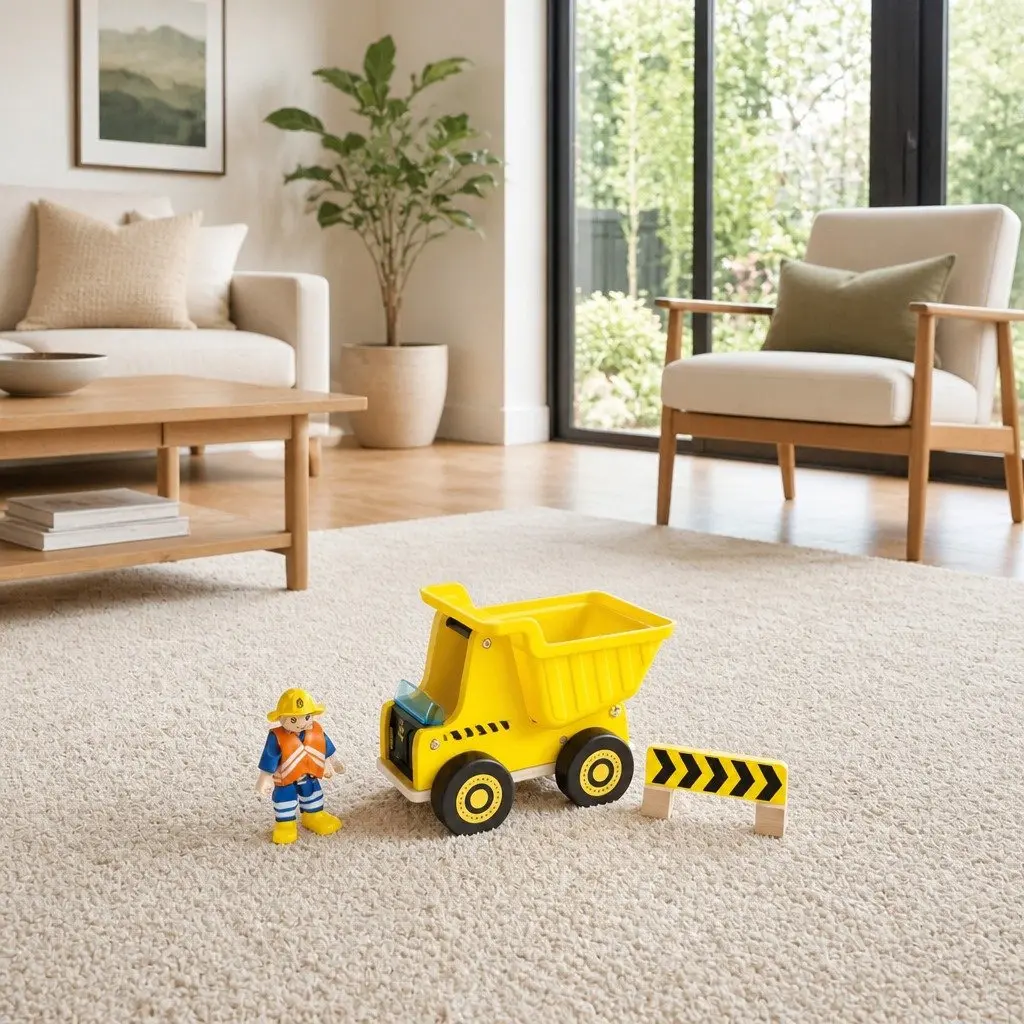 Wooden Dump Truck Toy with Tilting Bed for Fine Motor Skills Learning