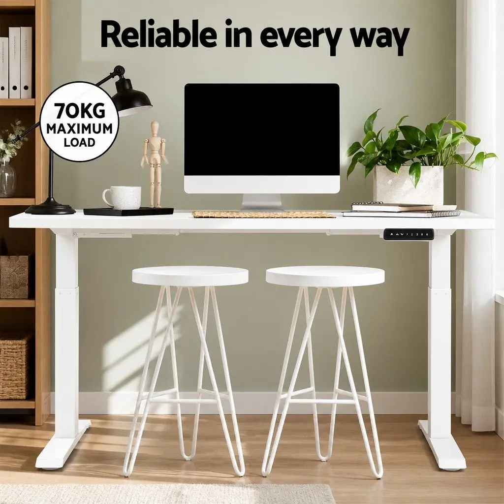Motorised Standing Desk 140cm Height Adjustable Dual Motor Frame White
