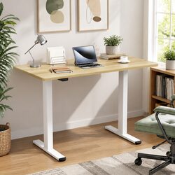 Standing Desk Motorised Dual Motor Height Adjustable 140CM White Oak Desktop
