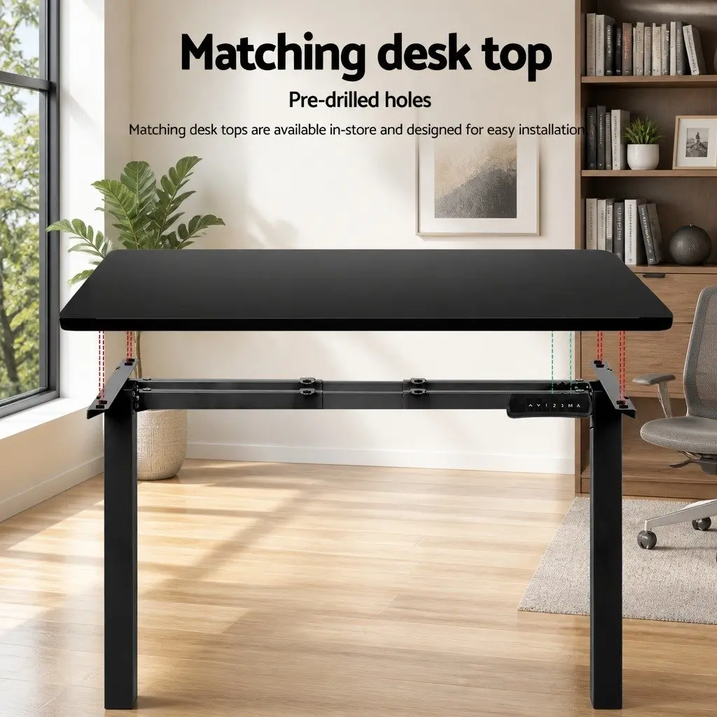 Motorised Standing Desk Frame Adjustable Height Dual Motor Office Workstation Black