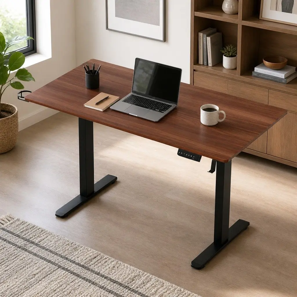 Electric Standing Desk 140cm Dual Motor Height Adjustable Walnut