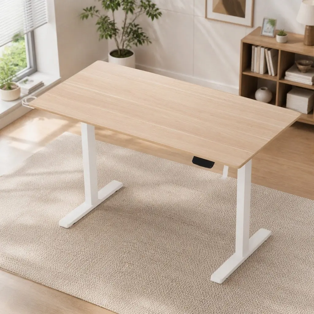 Electric Sit Stand Desk 140CM Touch Control Height Adjustable Workstation Oak