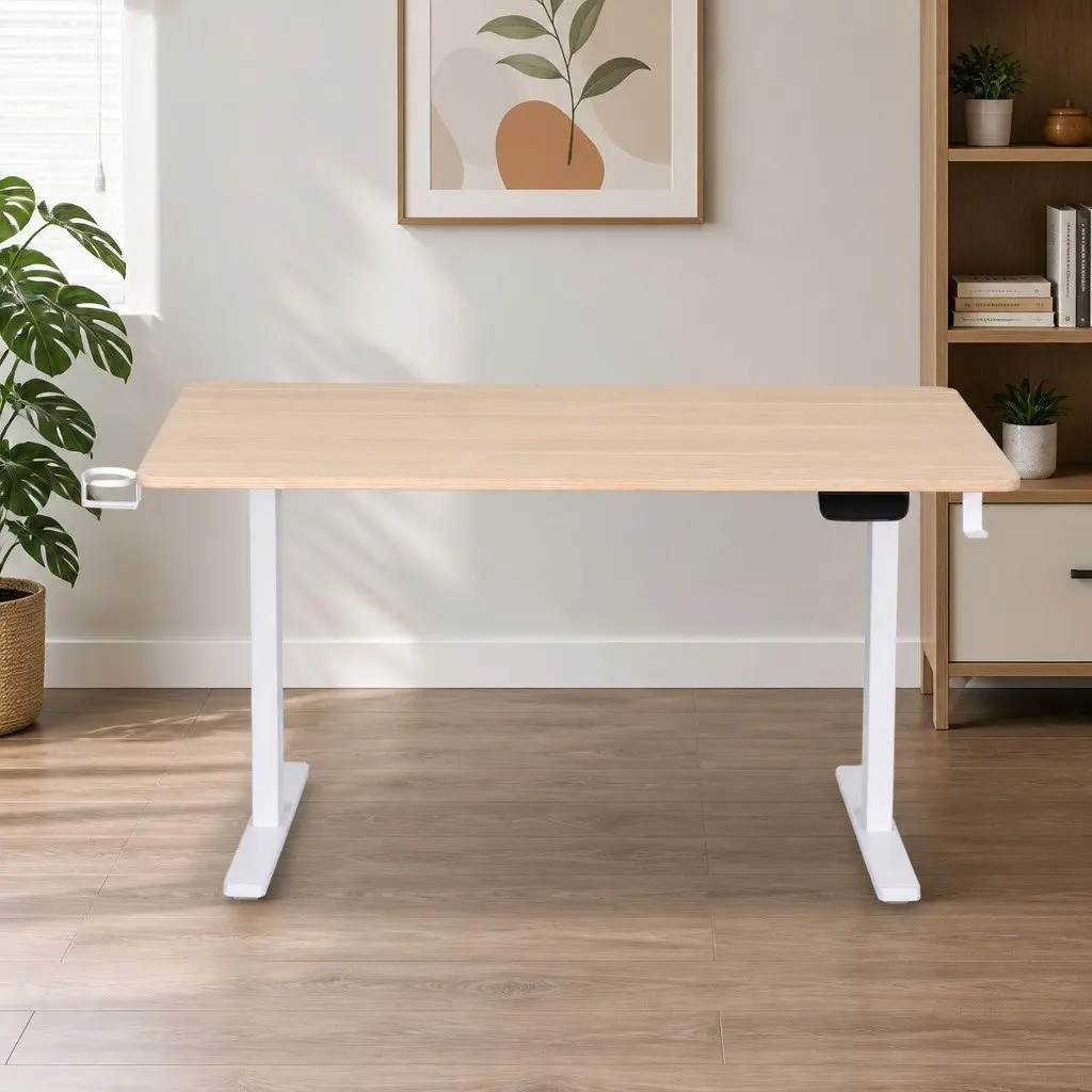 Electric Sit Stand Desk 140CM Touch Control Height Adjustable Workstation Oak