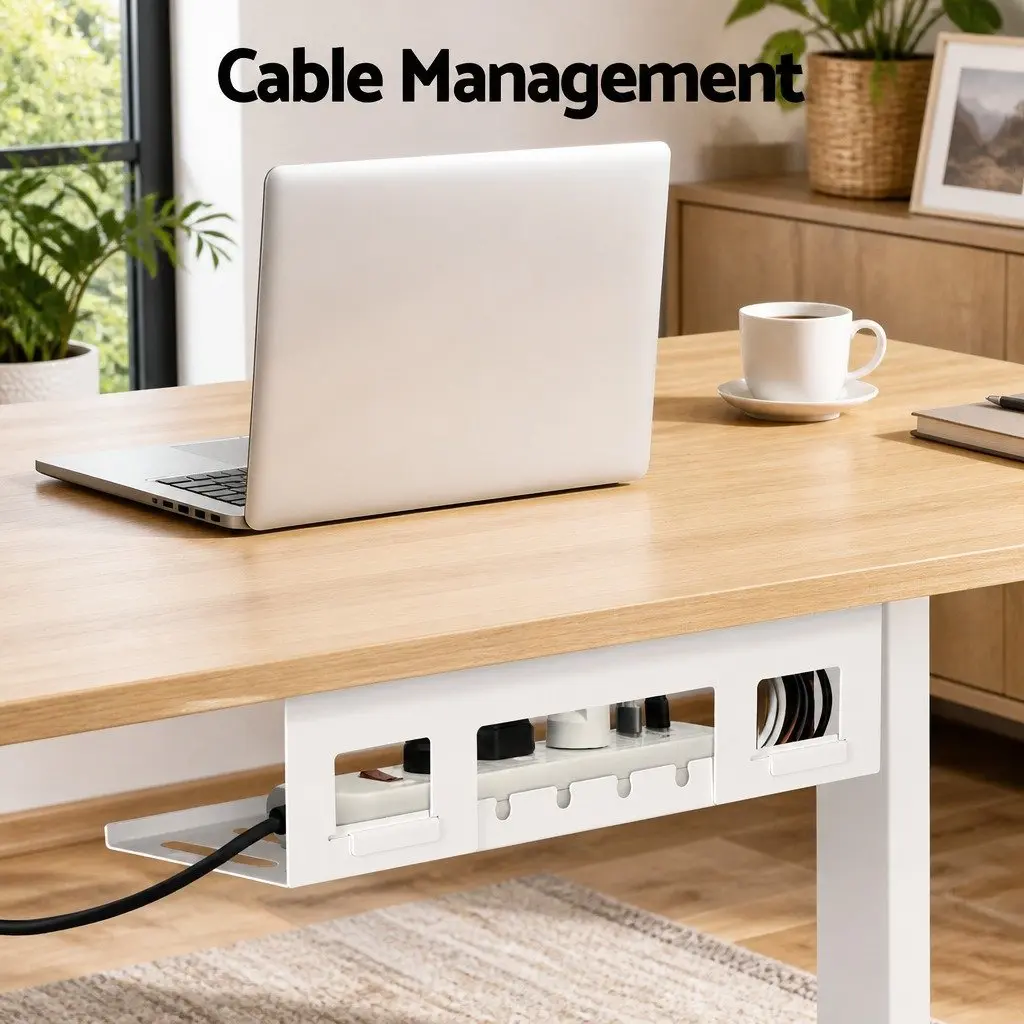 Electric Sit Stand Desk 140CM Touch Control Height Adjustable Workstation Oak