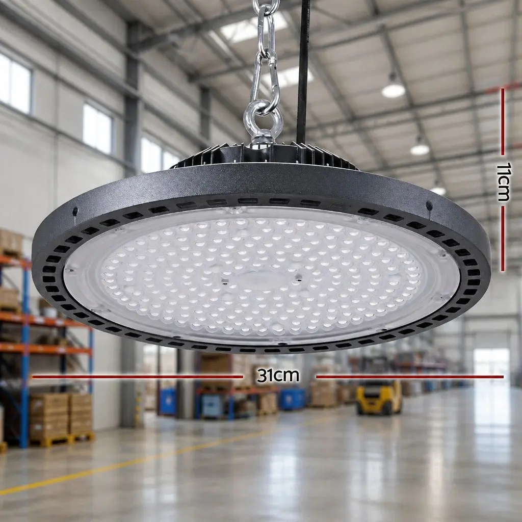 LED High Bay Light 150W Industrial Workshop Ceiling Lamp Black Honeycomb Heat Sink