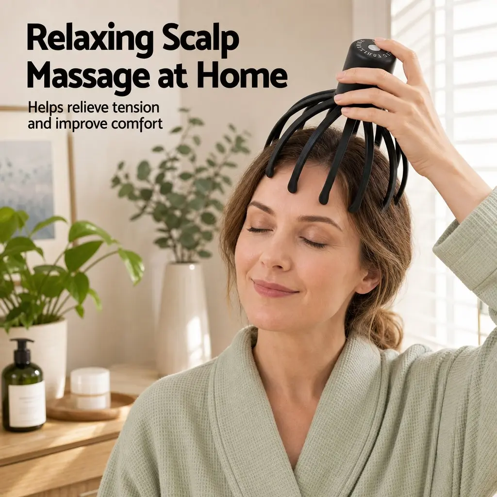 Head Massager Cordless Hands-Free Scalp Electric Vibration 360 Degree Portable