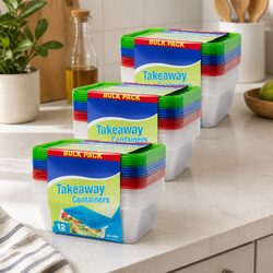 Takeaway Food Containers 750ml 12 Pack x 3 Storage Meal Prep Stackable