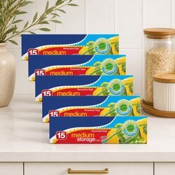 Medium Storage Bags 15pk x6 Food Pantry Organisation Resealable Fresh Keeping
