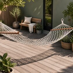 Create a Relaxing Oasis with this Cream Hammock Bed