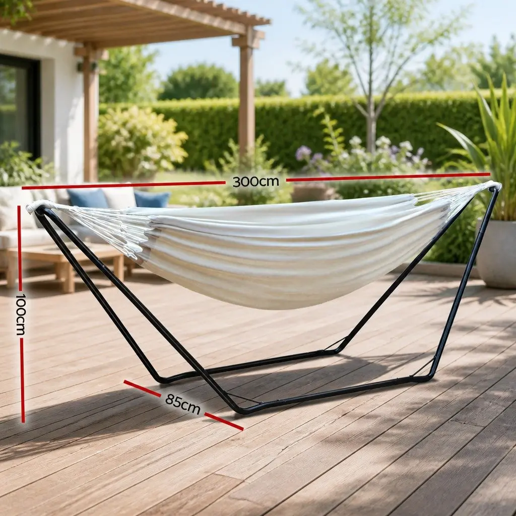 Hammock Bed with Stand Steel Frame Portable Indoor Outdoor Relaxation Water-resistant