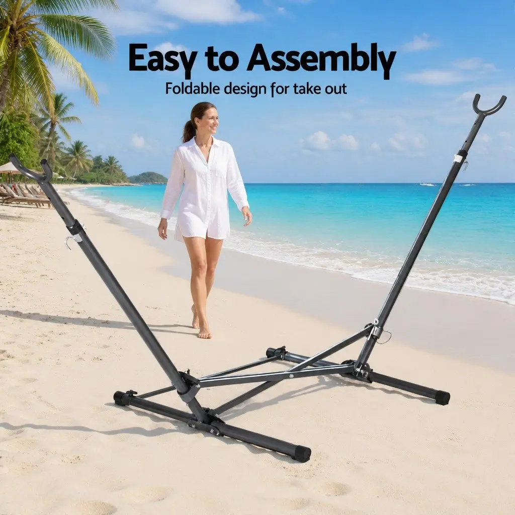 Hammock Bed Stand Steel Frame Adjustable Height Indoor Outdoor Support