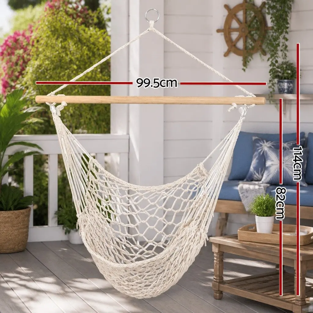 Hammock Chair Indoor Outdoor Lightweight Cotton Rope Cream