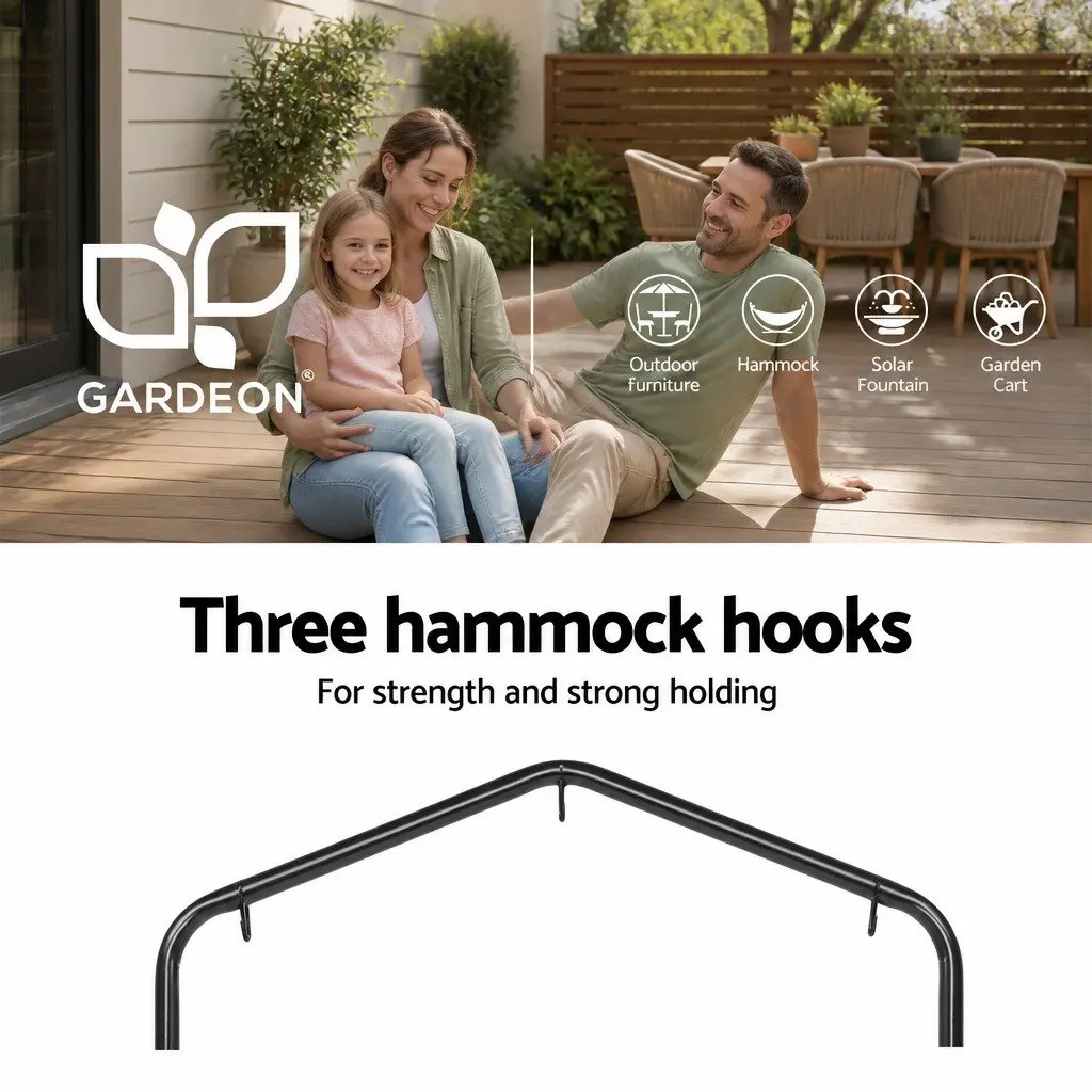 Hammock Chair with Stand 100 x 45 x 145cm Durable Polyester Cotton Blend Cream Colour