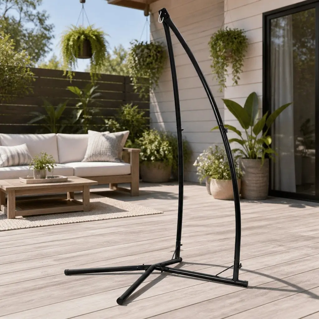 Hammock Chair Stand A-Frame Heavy Duty Powder Coated Steel Weather Resistant Black