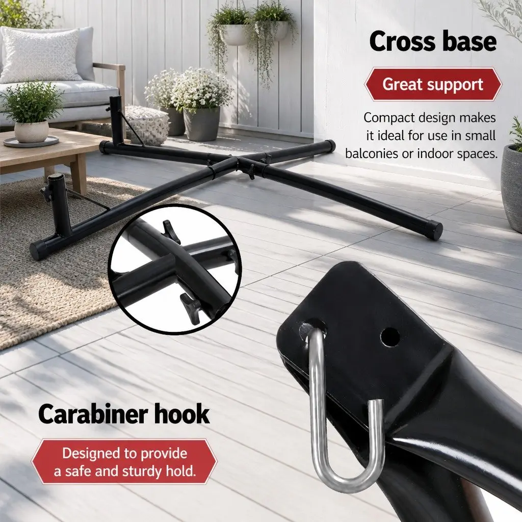 Hammock Chair Stand A-Frame Heavy Duty Powder Coated Steel Weather Resistant Black