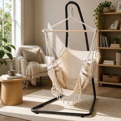 Hammock Hanging Chair with Steel Stand Outdoor Indoor Relaxation Swing Seat