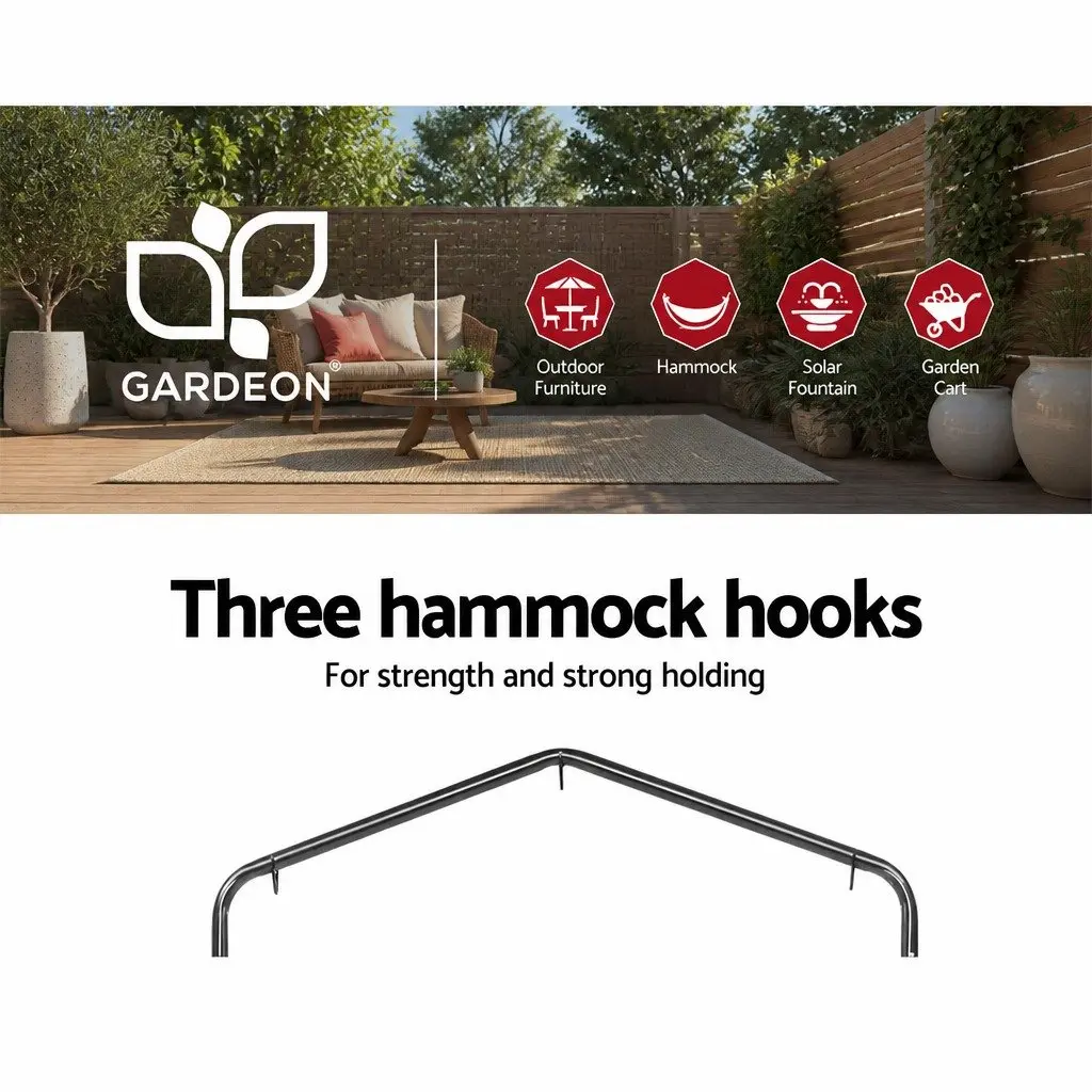 Outdoor Hammock Chair with Stand Grey 360 Degree Rotation Powder Coated Steel Frame