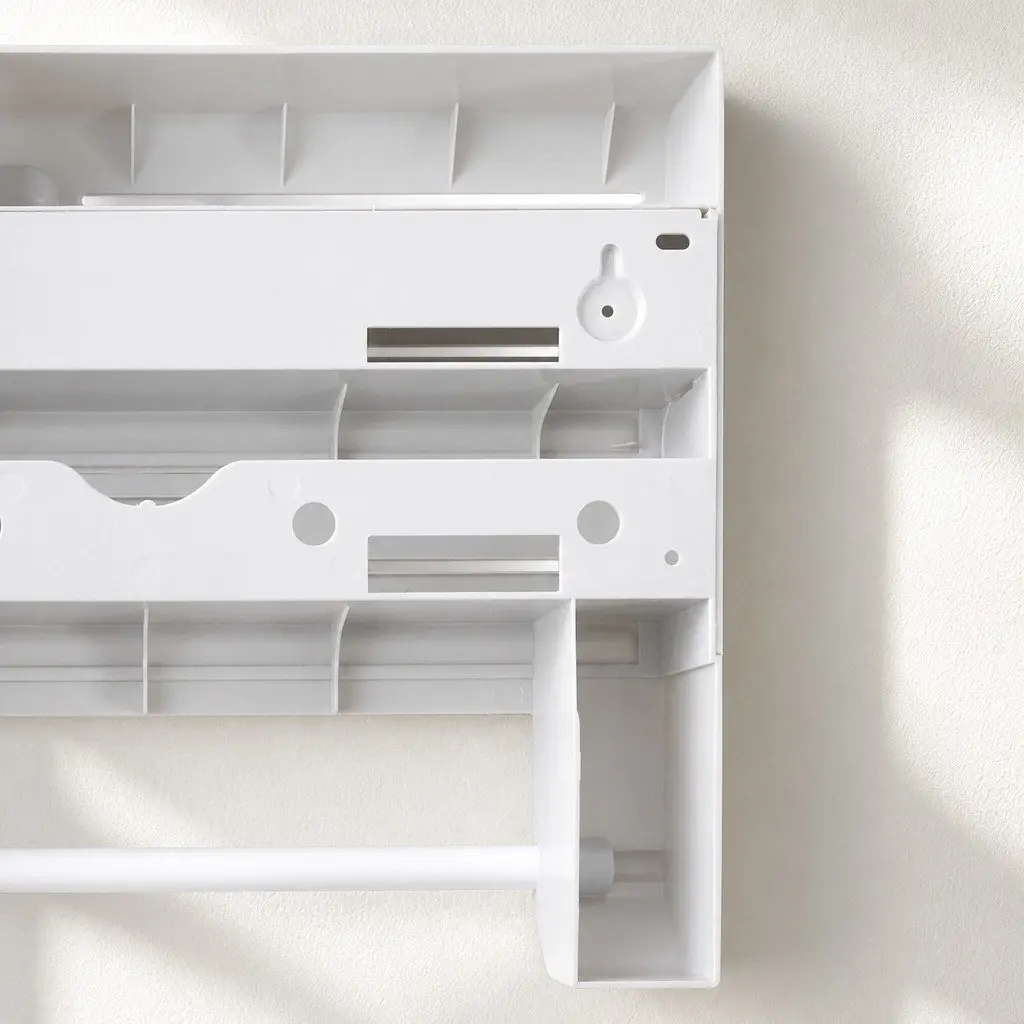Wall Mounted Kitchen Rack Jumbo Size Paper Towel Holder with Foil Plastic Wrap Dispenser