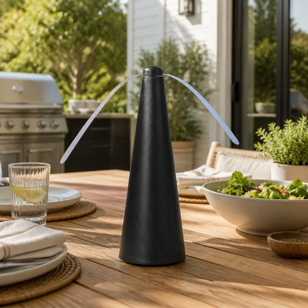 Fly Repellent Fan Table Outdoor Picnic BBQ Chemical-Free Soft Stop Blades