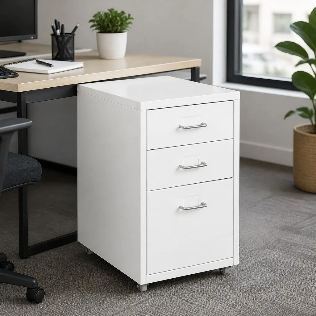 Filing Cabinet 3 Drawer Steel Frame Compact Office Storage Organizer