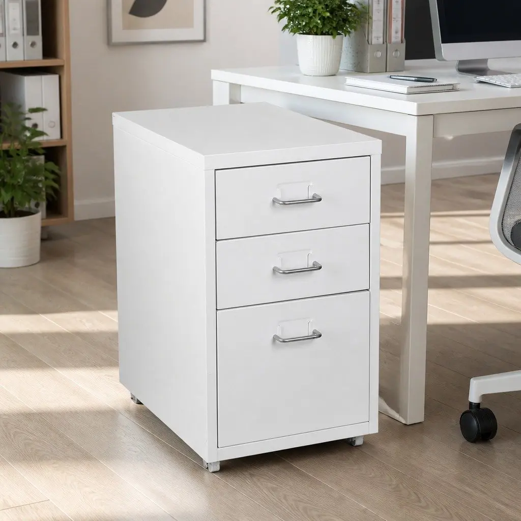 Filing Cabinet 3 Drawer Steel Frame Compact Office Storage Organizer