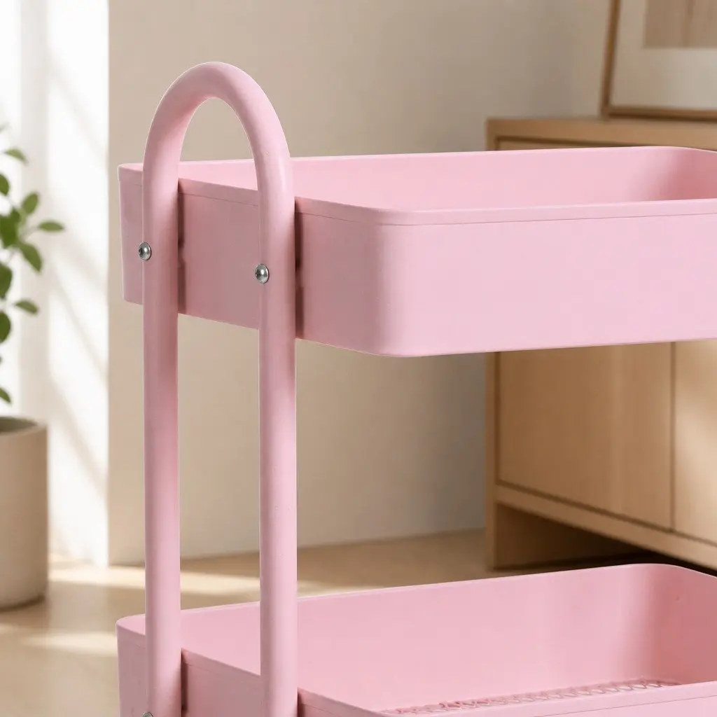 3-Tier Kitchen Trolley Cart Compact Portable Storage Organiser with 360° Rolling Wheels and Lockable Wheels