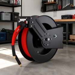 Organized Workshop with 3/8" x 15m Air Hose Reel