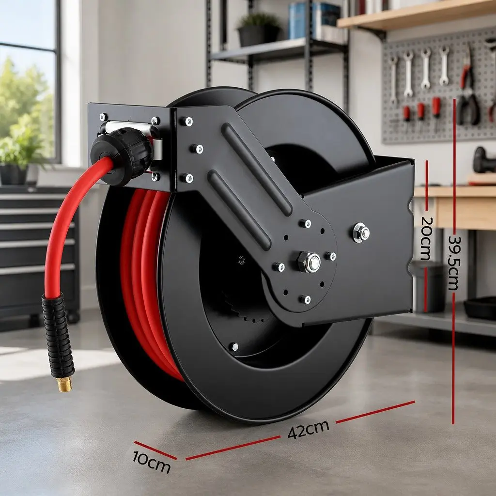 Air Hose Reel Retractable 3/8" x 15m 300PSI Auto Rewind Garage Workshop Storage