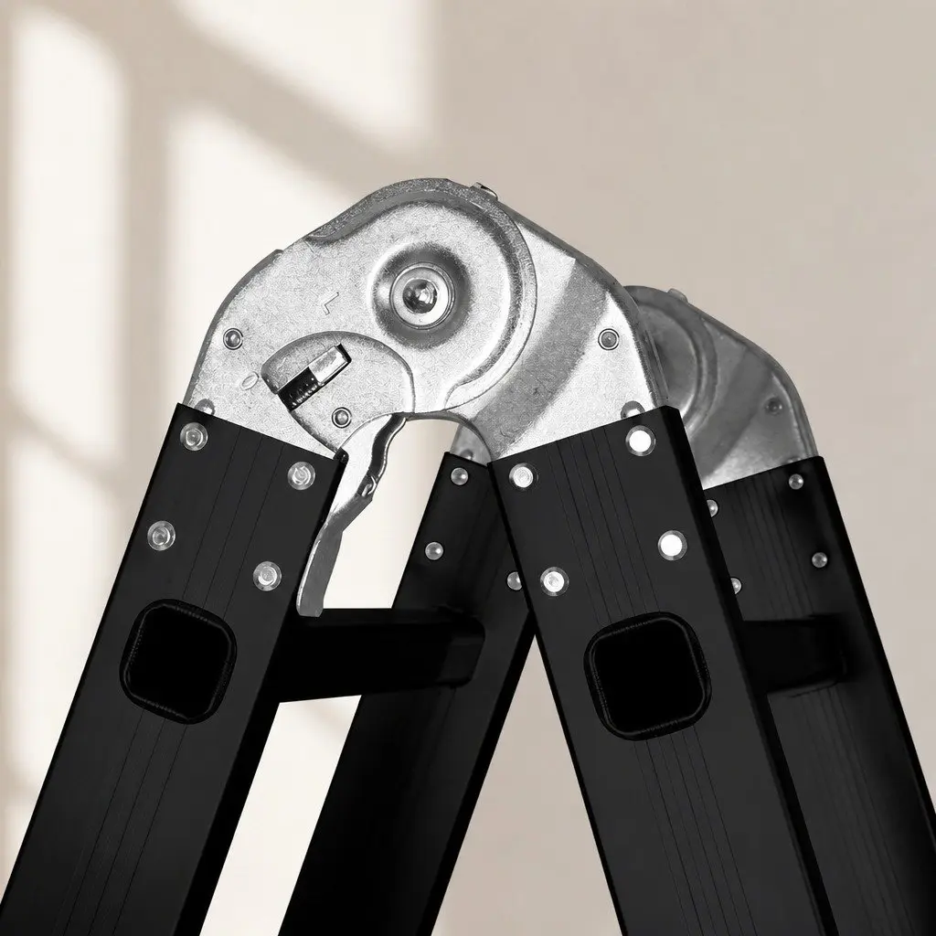 Multi-Purpose Folding Ladder 4.7M Heavy Duty Aluminium Non-Slip Rungs Safety Locking Hinges