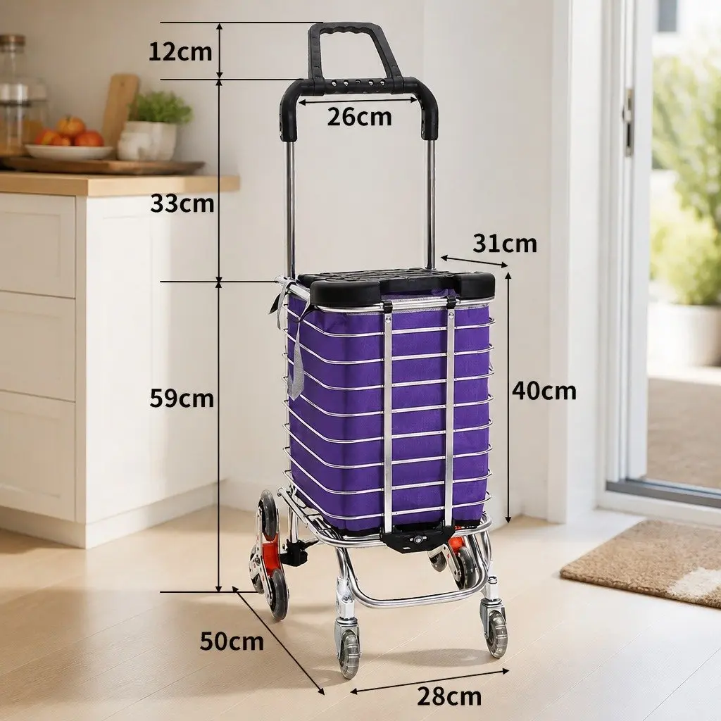 Foldable Shopping Cart Trolley 35L Stair Climbing Wheels Waterproof Oxford Cloth