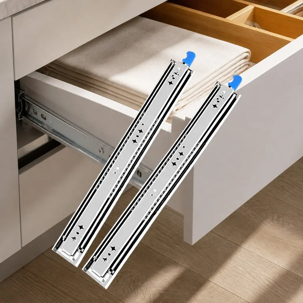 Heavy-Duty Drawer Slides 559MM 150KG Load Locking Telescopic Full Extension