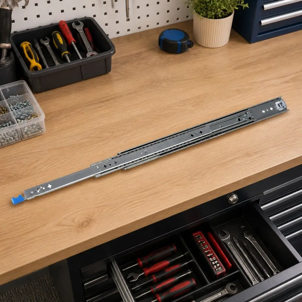 Drawer Slides 813MM Heavy Duty Locking Full Extension Telescopic Side Mount