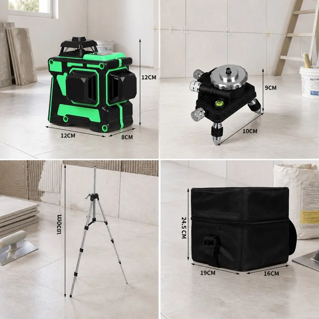 Green Laser Level 4/8/12 Line Self-Leveling Adjustable Multi-Line Projection Indoor Outdoor Construction Tool