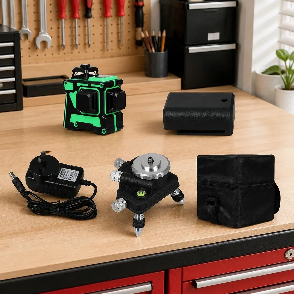 Laser Level Green Line 12 Line Self Leveling with Tripod Tool Bag Kit