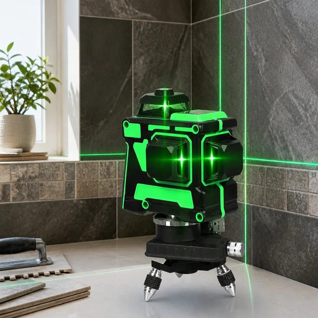 Laser Level Green Line 12 Line Self Leveling with Tripod Tool Bag Kit