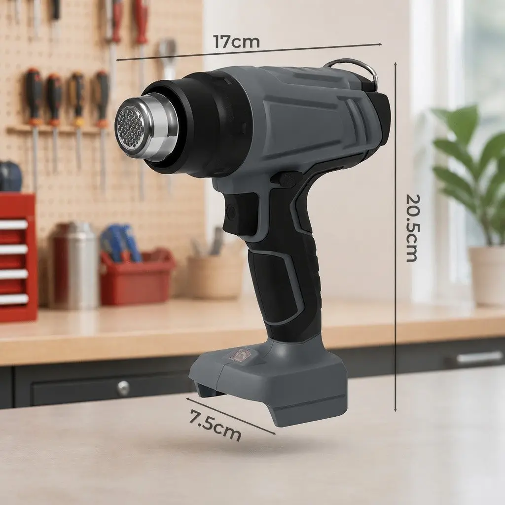 Cordless Heat Gun 21V 500°C Rapid Heat-Up Turbo Air Flow 5 Nozzles