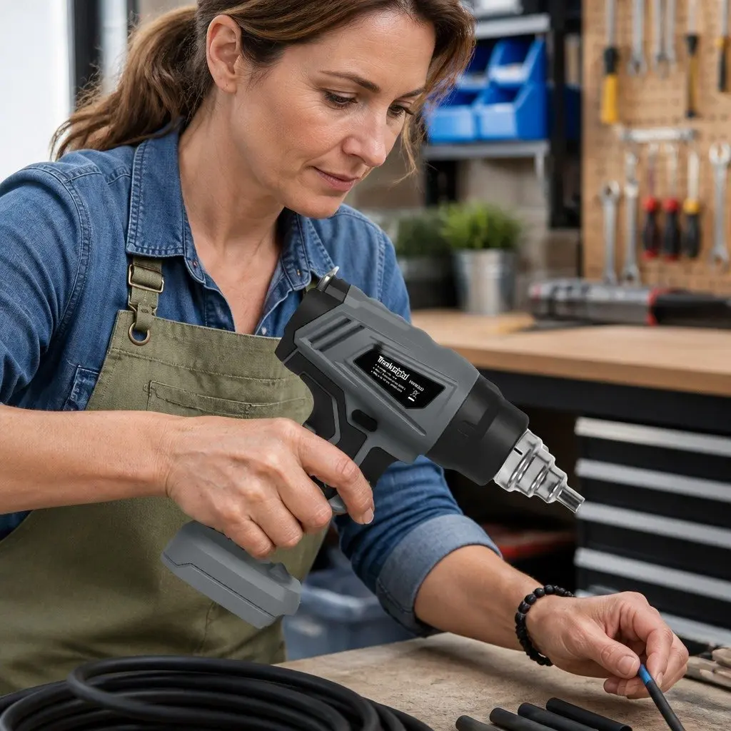 Cordless Heat Gun 21V 500°C Rapid Heat-Up Turbo Air Flow 5 Nozzles