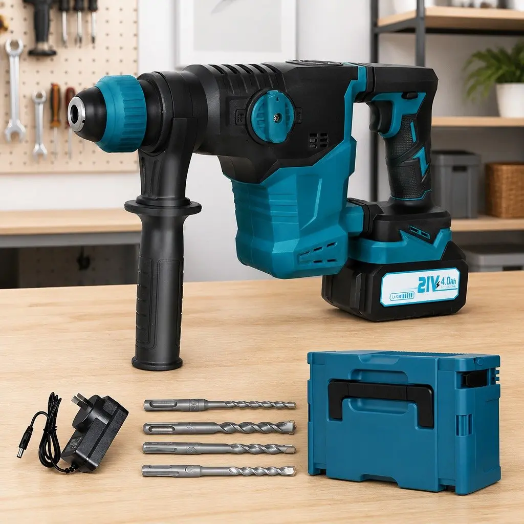 Cordless Rotary Hammer Drill 21V Brushless Motor 4-in-1 Modes SDS-Plus Chuck