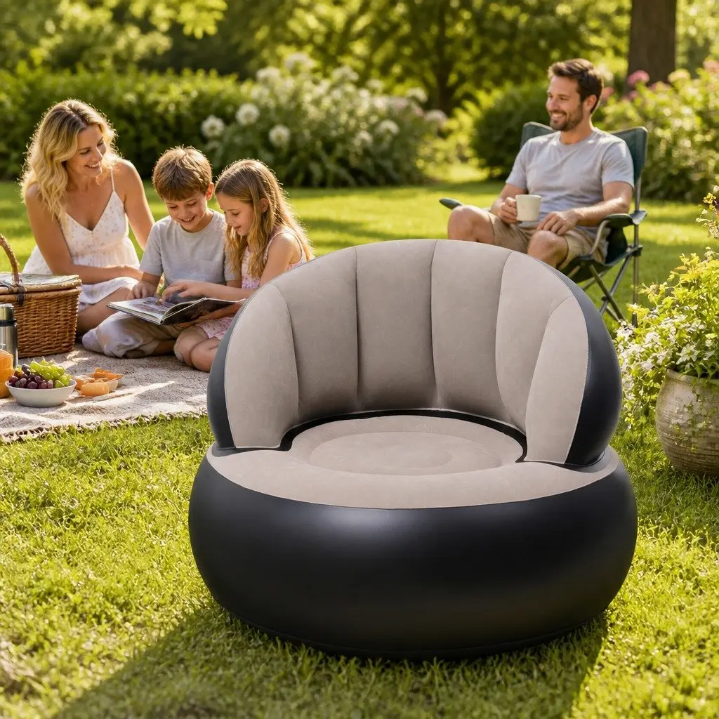 Inflatable Air Chair Folding Lounge Seat for Indoor Outdoor Use