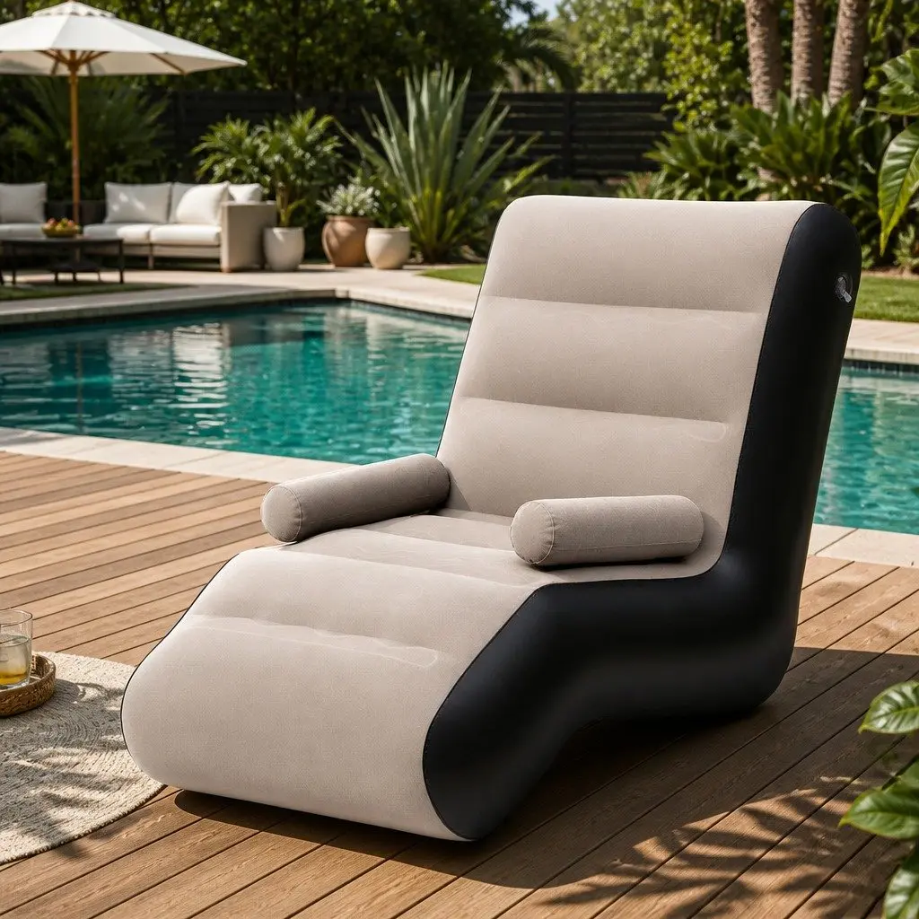Inflatable Air Chair Portable Relaxation Sofa Flocked PVC Easy Clean Rapid Valve System