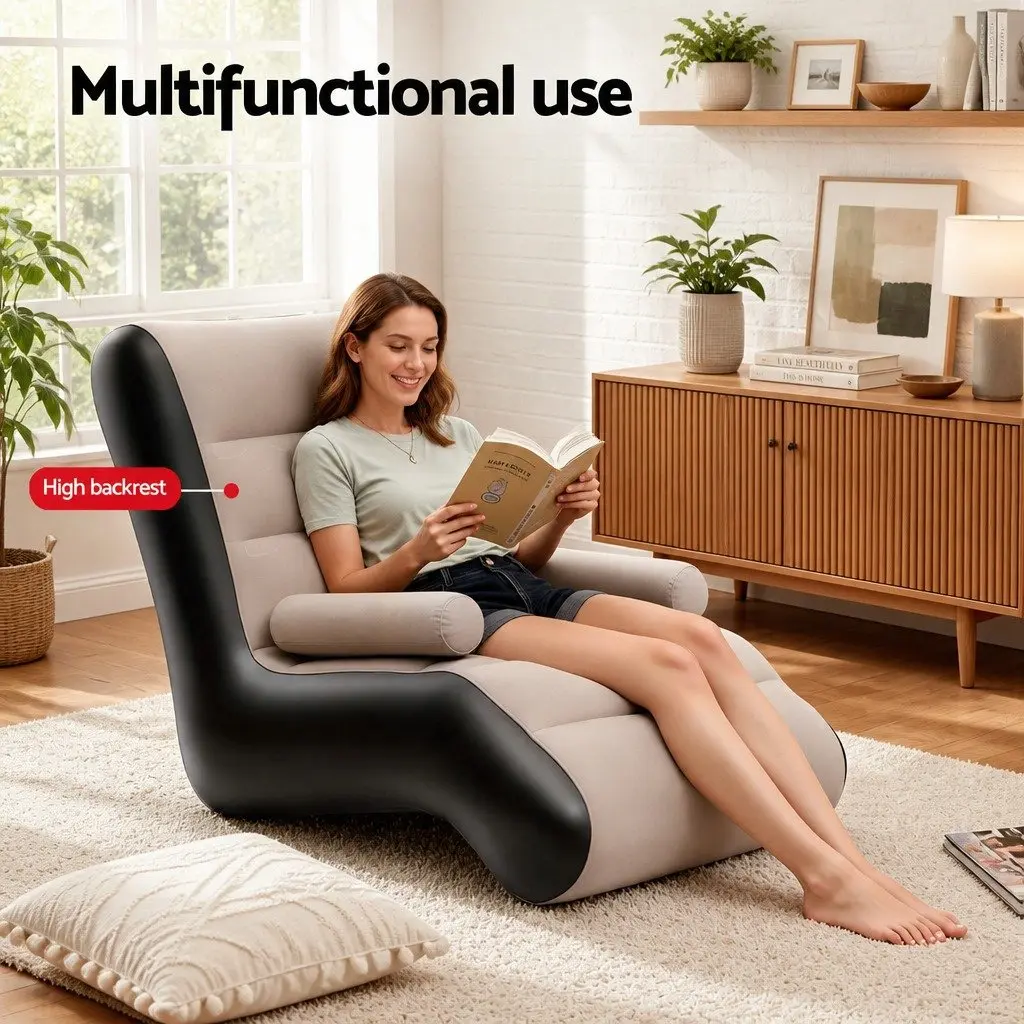 Inflatable Air Chair Portable Relaxation Sofa Flocked PVC Easy Clean Rapid Valve System
