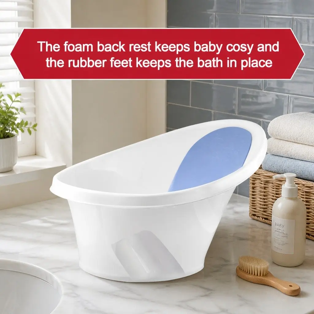 Baby Bath Tub with Backrest and Bum Bump Support for Newborns to 12 Months